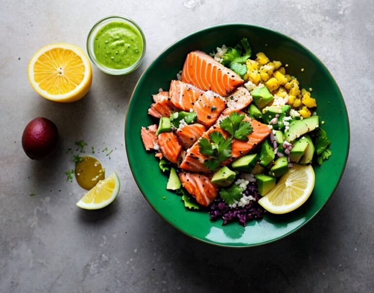 Salmon Avocado Bowl with Lemon Vinaigrette