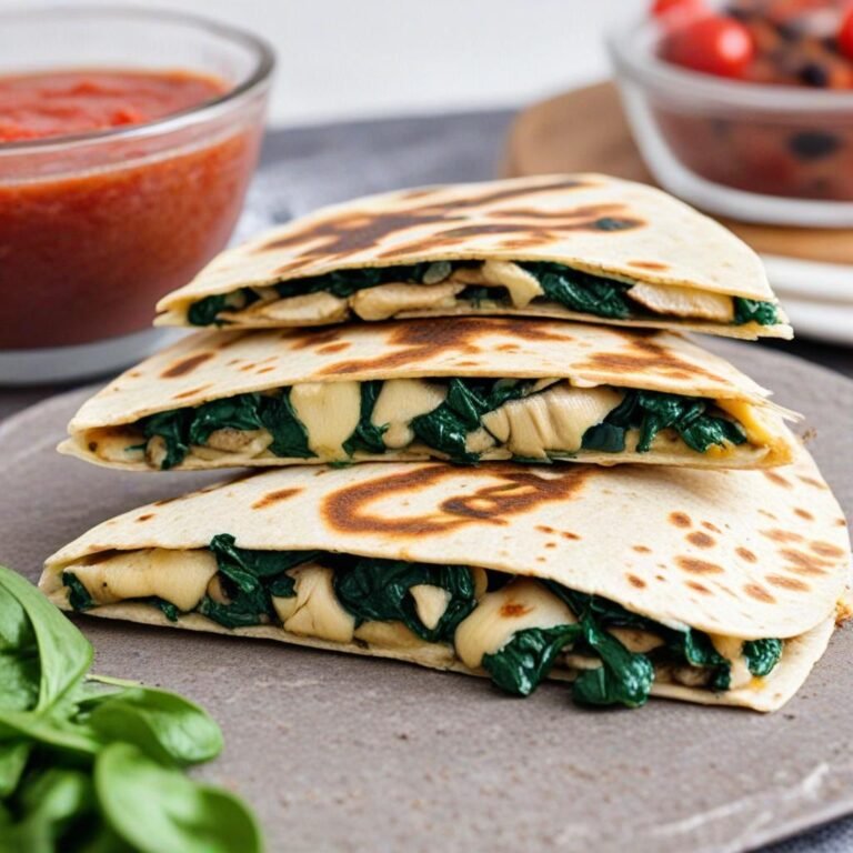 spinach mushroom quesdilla